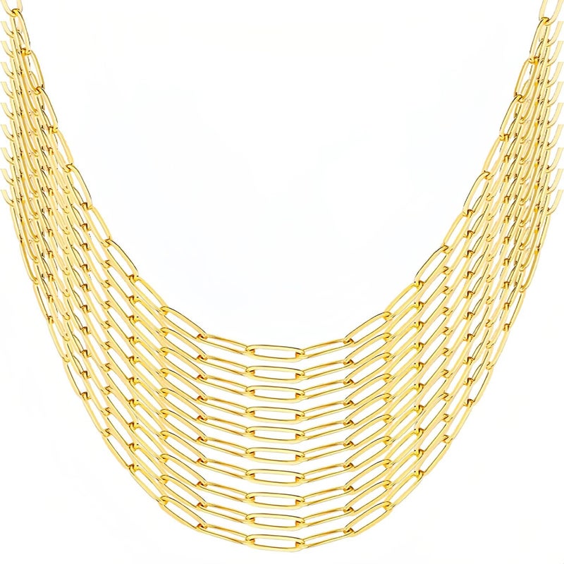 eswala Gold Paperclip Chain Necklace for Women 10pcs 18inch 3X9mm Gold Chains for jewelry Making Stainless Steel Filled 18K Gold Plated Chains Bulk Adjustable Link Chains - Image 1